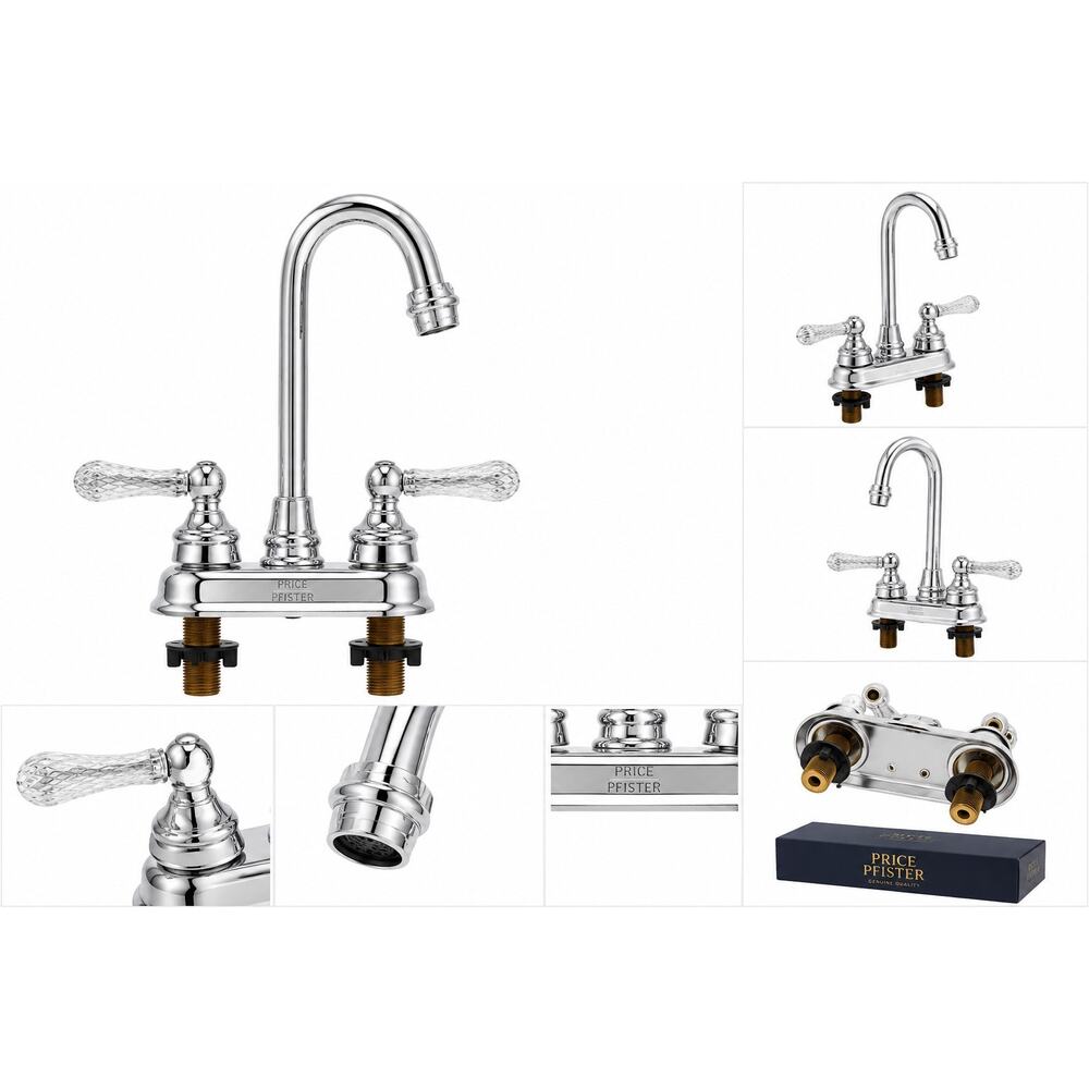 Price Pfister Chrome Bathroom Faucet – New Open Box – Crystal Style Handles